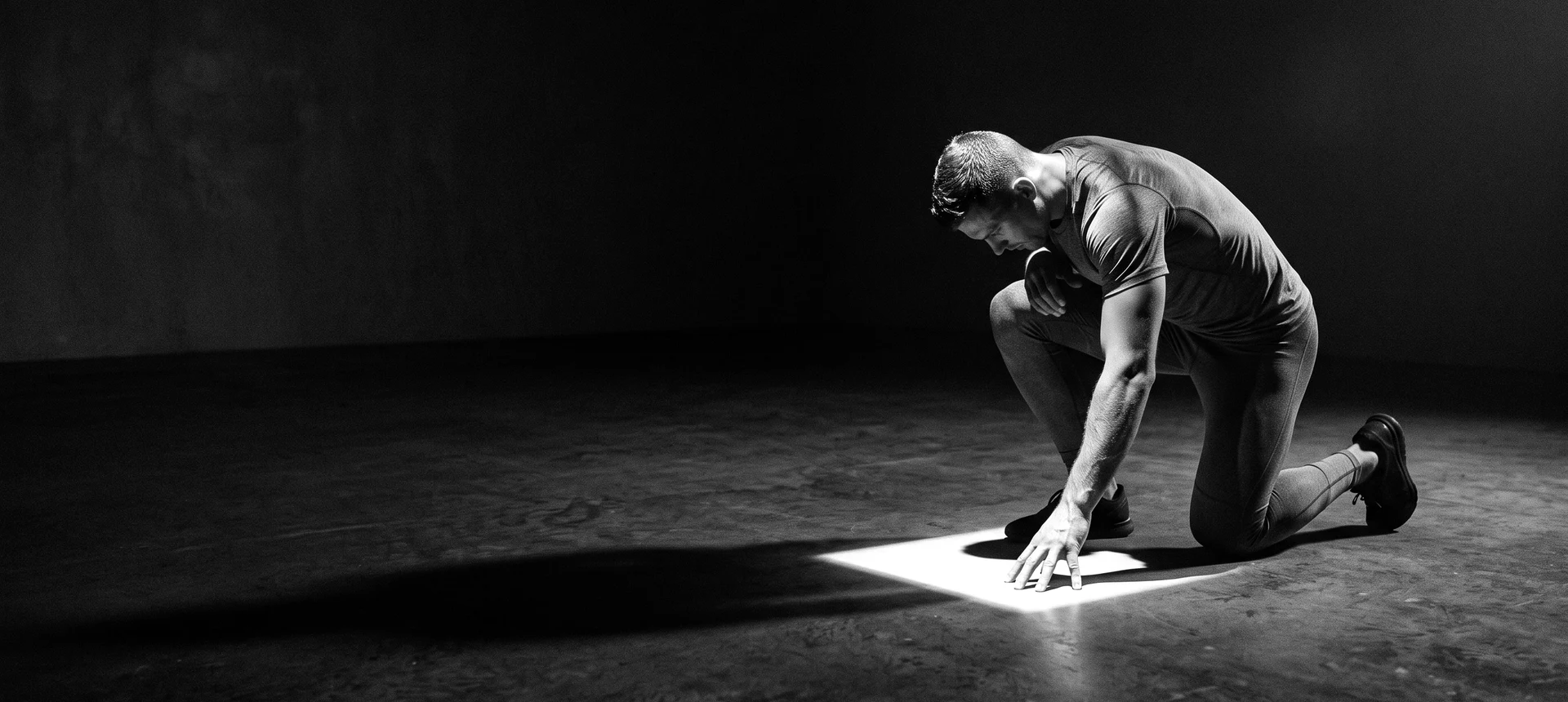 An athlete lowering to the light